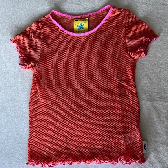 UNIF Orange and Pink Mesh Baby Tee | Size XS - Picture 1 of 5